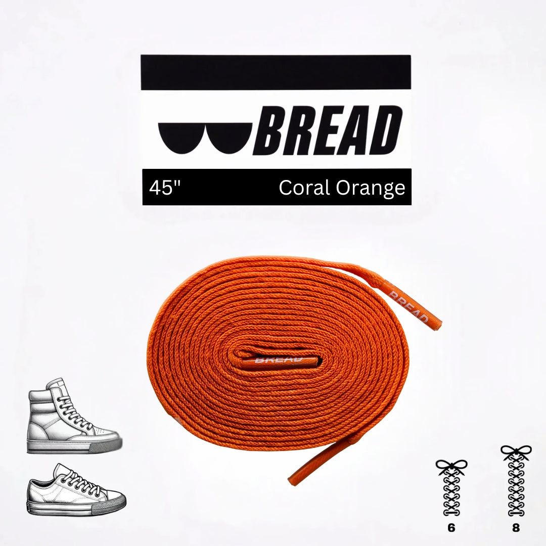 Bread No-Tie Elastic Shoelaces – Coral Orange