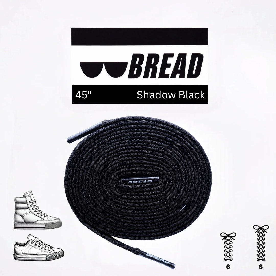 Bread No-Tie Elastic Shoelaces – Shadow Black