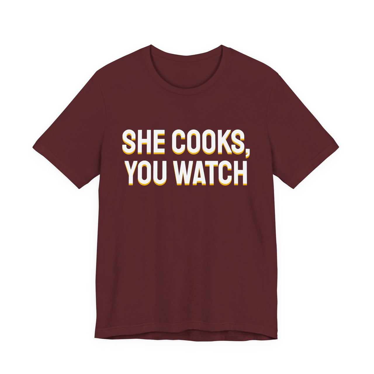 She Cooks, You Watch — Basketball T-Shirt
