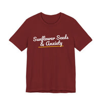 Thumbnail for Sunflower Seeds & Anxiety — Baseball T-Shirt