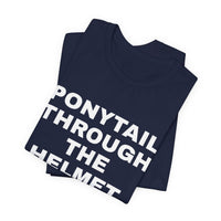 Thumbnail for Ponytail Through The Helmet, Heart On My Sleeve — Softball T-Shirt
