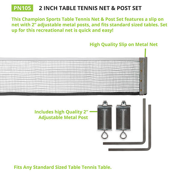 2" Table Tennis Net and Post Set