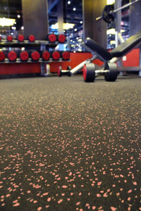 Thumbnail for Rubber Gym Flooring - Black with Red Fleck - Muscle D Fitness - 6m & 8mm Thickness