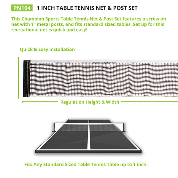 1" Table Tennis Net & Post Set