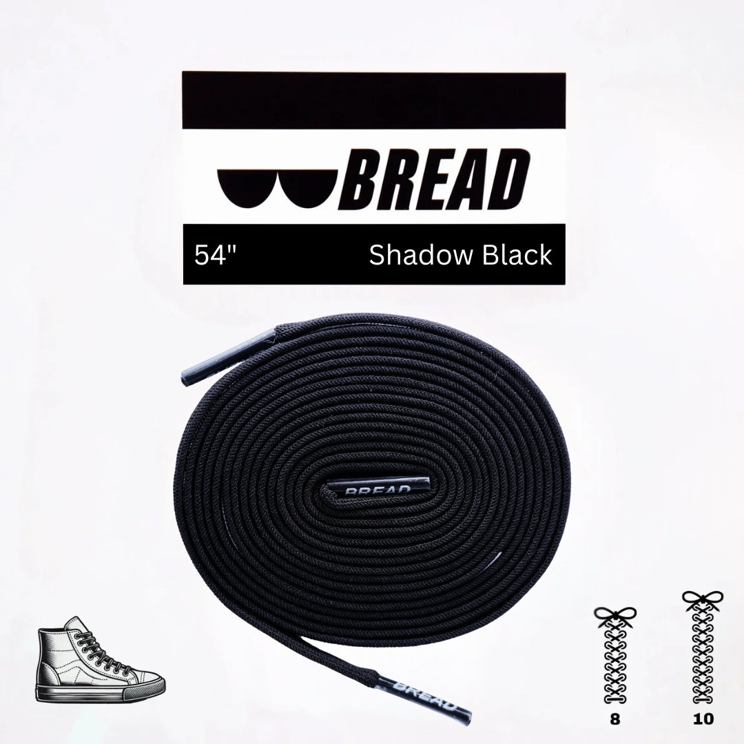 Bread No-Tie Elastic Shoelaces – Shadow Black