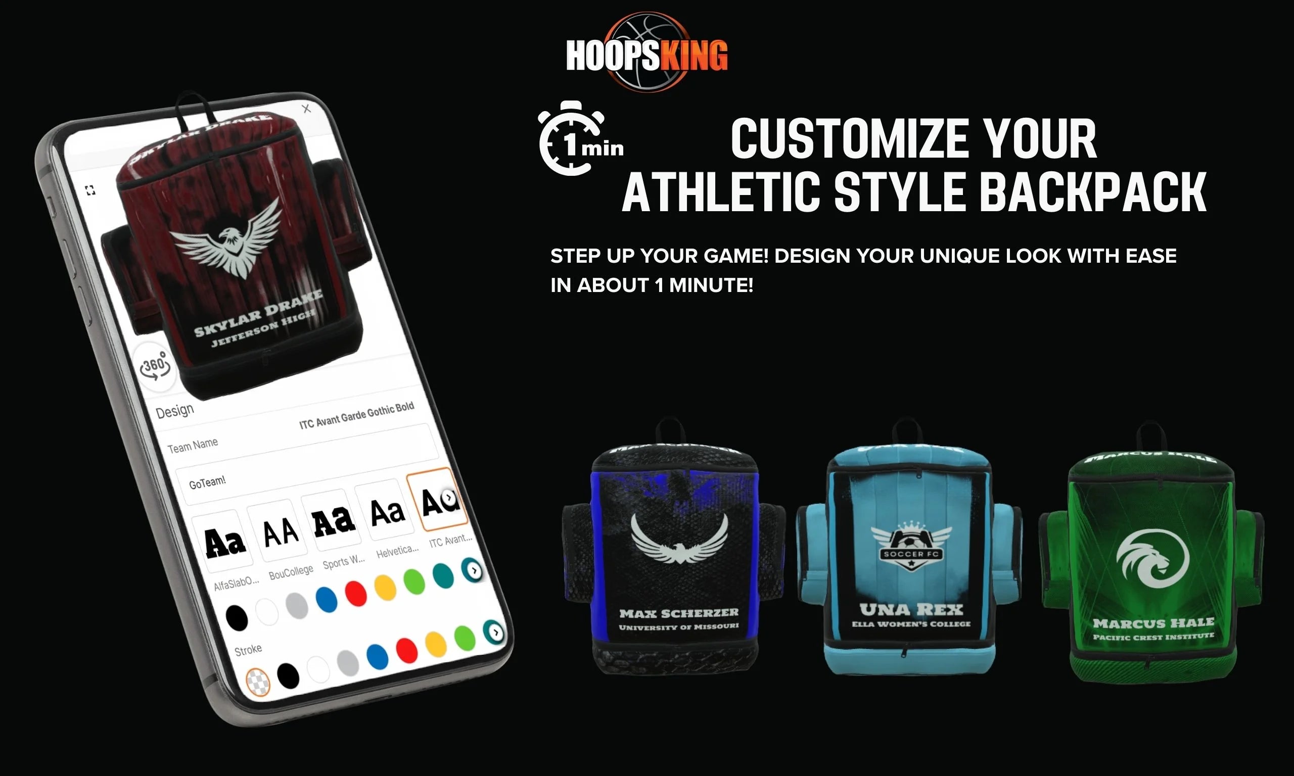 Hoopsking custom 32oz water bottle for athletes and coaches