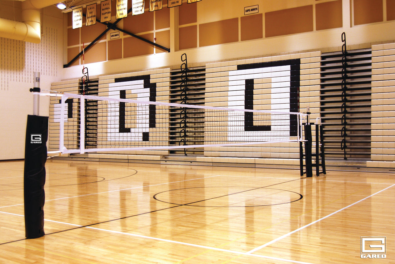 RALLYLINE 3-1/2" OD Scholastic One-Court Volleyball System, Less Floor Sleeves and Covers