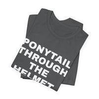 Thumbnail for Ponytail Through The Helmet, Heart On My Sleeve — Softball T-Shirt