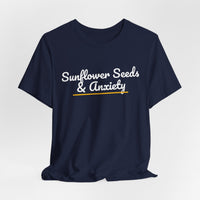 Thumbnail for Sunflower Seeds & Anxiety — Baseball T-Shirt