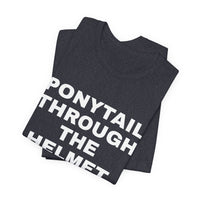 Thumbnail for Ponytail Through The Helmet, Heart On My Sleeve — Softball T-Shirt