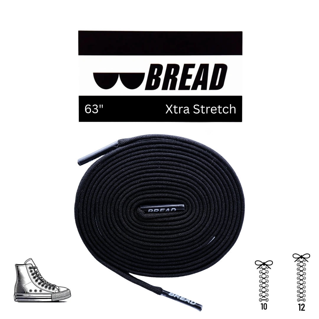 Bread No-Tie Elastic Shoelaces – Shadow Black
