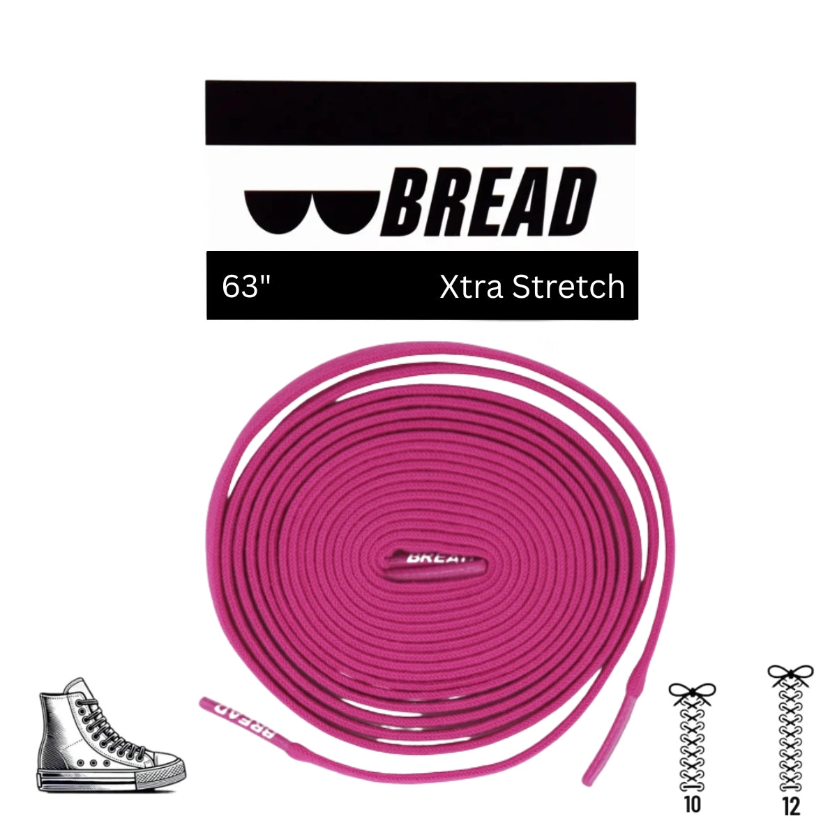 Bread No-Tie Elastic Shoelaces – Pretty Pink