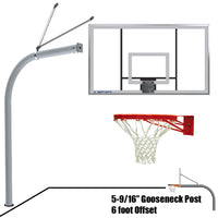 Thumbnail for Basketball System - Gooseneck (5-9/16 in. Pole with 6 ft. Offset) - 72 in. Acrylic Backboard - Double Rim Goal