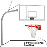 Thumbnail for Basketball System - Gooseneck (5-9/16 in. Pole with 6 ft. Offset) - 72 in. Acrylic Backboard - Flex Rim Goal