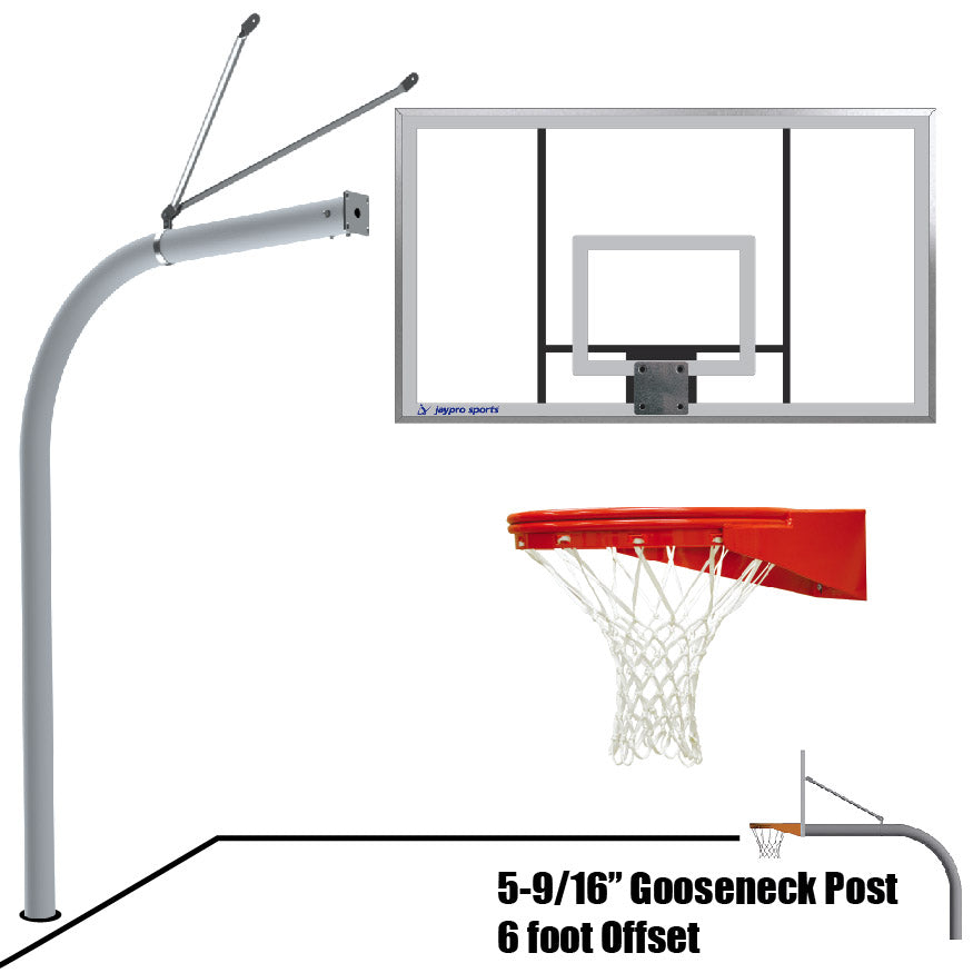 Basketball System - Gooseneck (5-9/16 in. Pole with 6 ft. Offset) - 72 in. Acrylic Backboard - Playground Goal