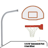 Thumbnail for Basketball System - Gooseneck (5-9/16 in. Pole with 6 ft. Offset) - 54 in. Aluminum Fan Backboard - Playground Breakaway Goal