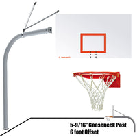 Thumbnail for Basketball System - Gooseneck (5-9/16 in. Pole with 6 ft. Offset) - 72 in. Steel Backboard - Flex Rim Goal