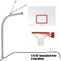 Thumbnail for Basketball System - Gooseneck (5-9/16 in. Pole with 6 ft. Offset) - 60 in. Steel Backboard - Double Rim Goal