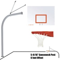 Thumbnail for Basketball System - Gooseneck (6 in. Pole with 6 ft. Offset) - 60 in. Steel Backboard - Playground Goal