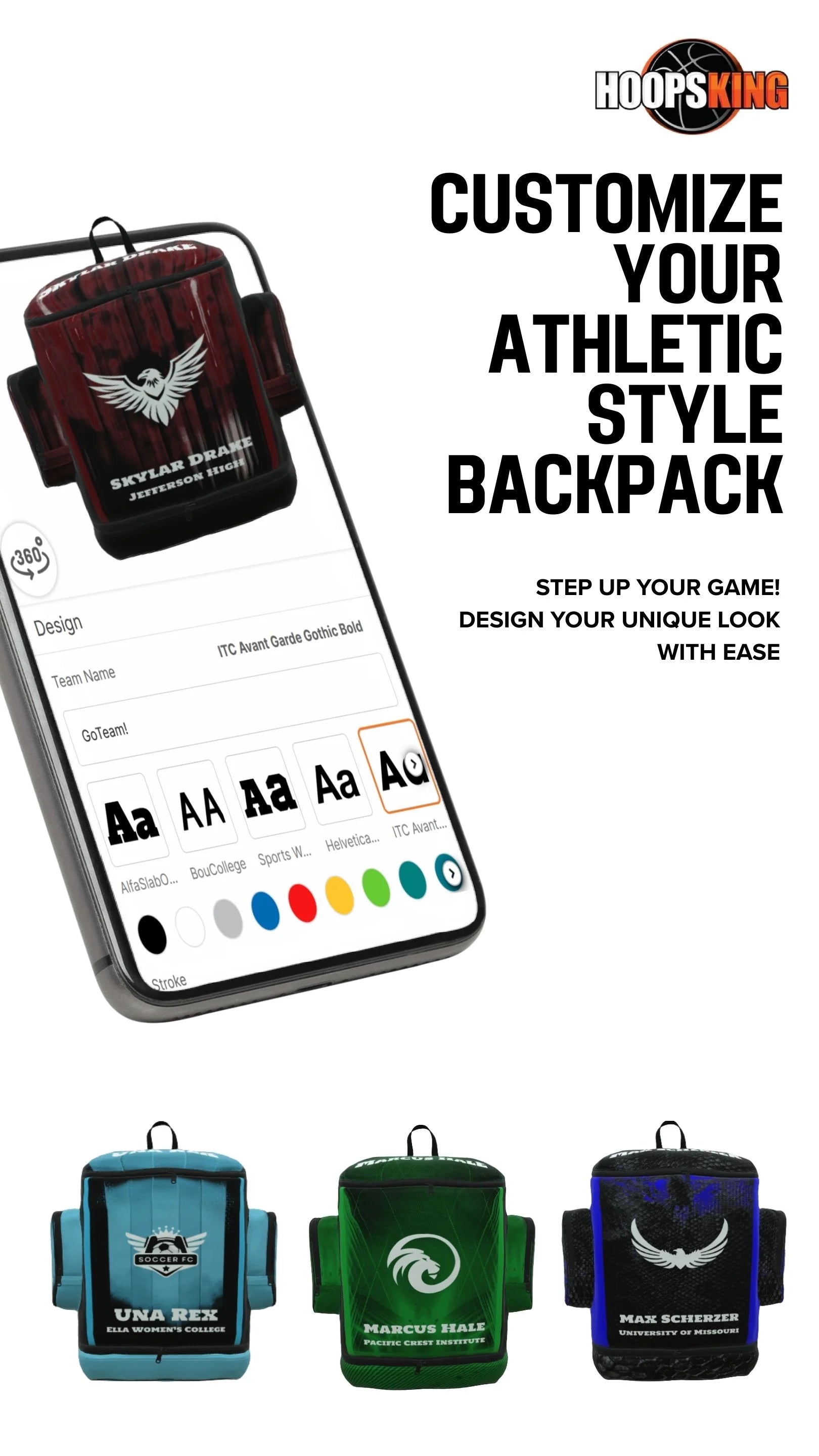 Hoopsking custom 32oz water bottle for athletes and coaches