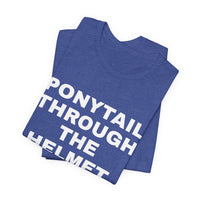 Thumbnail for Ponytail Through The Helmet, Heart On My Sleeve — Softball T-Shirt