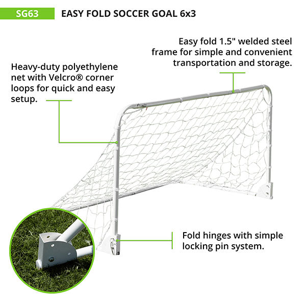 EASY FOLD SOCCER GOAL, 6' x 3' HoopsKing