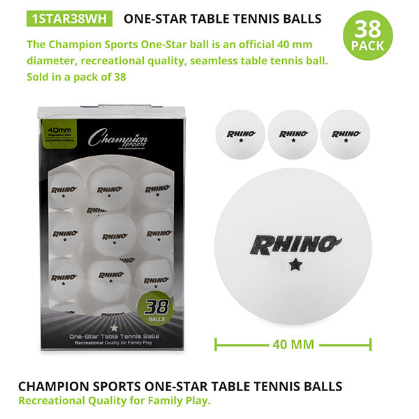 1-Star Table Tennis Balls, 38