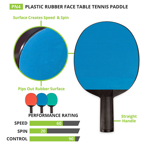 Rubber Face Plastic Table Tennis Paddle