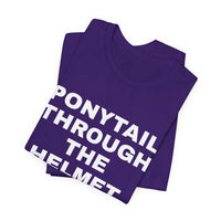 Thumbnail for Ponytail Through The Helmet, Heart On My Sleeve — Softball T-Shirt
