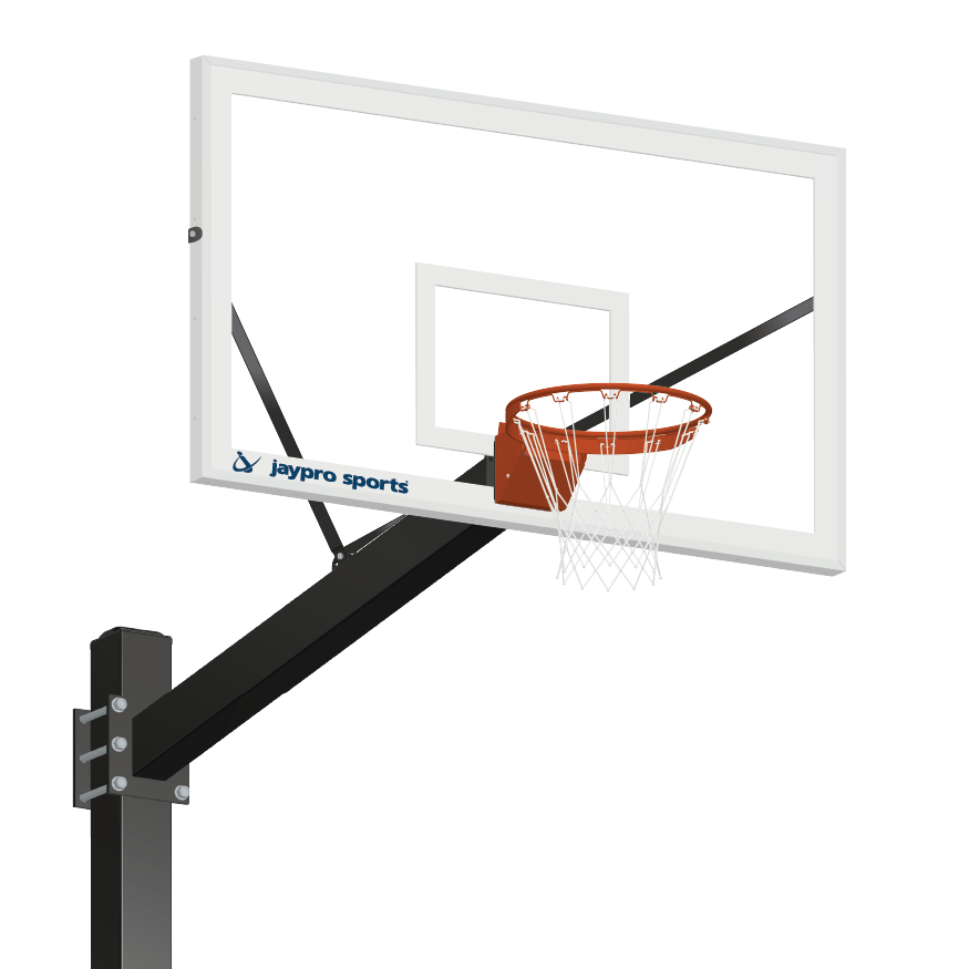 Basketball System - Titan (Powder Coated) Black (6 in. x 6 in. Pole with 6 ft. Offset) - 72 in. Glass Backboard - Flex Rim Goal