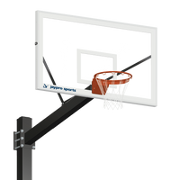 Thumbnail for Basketball System - Titan (Powder Coated) Black (6 in. x 6 in. Pole with 6 ft. Offset) - 72 in. Glass Backboard - Flex Rim Goal