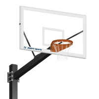 Thumbnail for Basketball System - Titan (Powder Coated) Black (6 in. x 6 in. Pole with 6 ft. Offset) - 72 in. Glass Backboard - Playground Goal