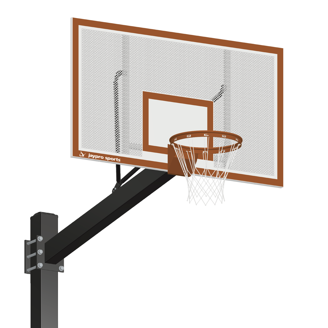 Basketball System - Titan (Powder Coated) Black (6 in. x 6 in. Pole with 6 ft. Offset) - 72 in. Perforated Steel Backboard - Breakaway Playground Goal