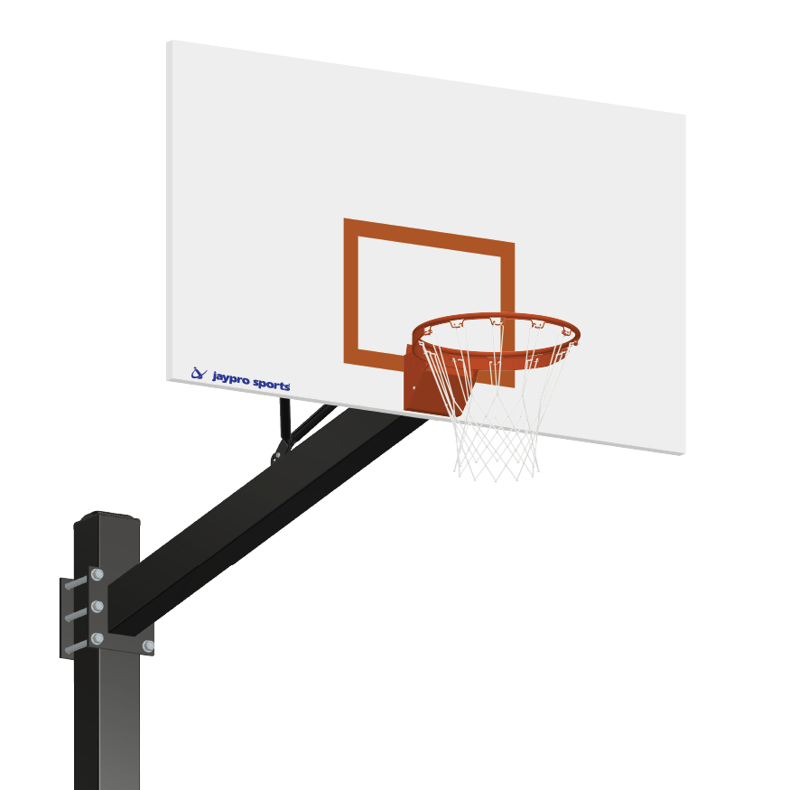 Basketball System - Titan (Powder Coated) Black (6 in. x 6 in. Pole with 6 ft. Offset) - 72 in. Steel Backboard - Flex Rim Goal (Surface Mount)