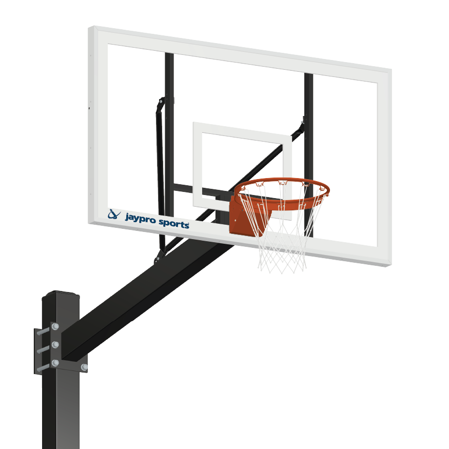 Basketball System - Titan (Powder Coated) Black (6 in. x 6 in. Pole with 6 ft. Offset) - 72 in. Acrylic Backboard - Flex Rim Goal