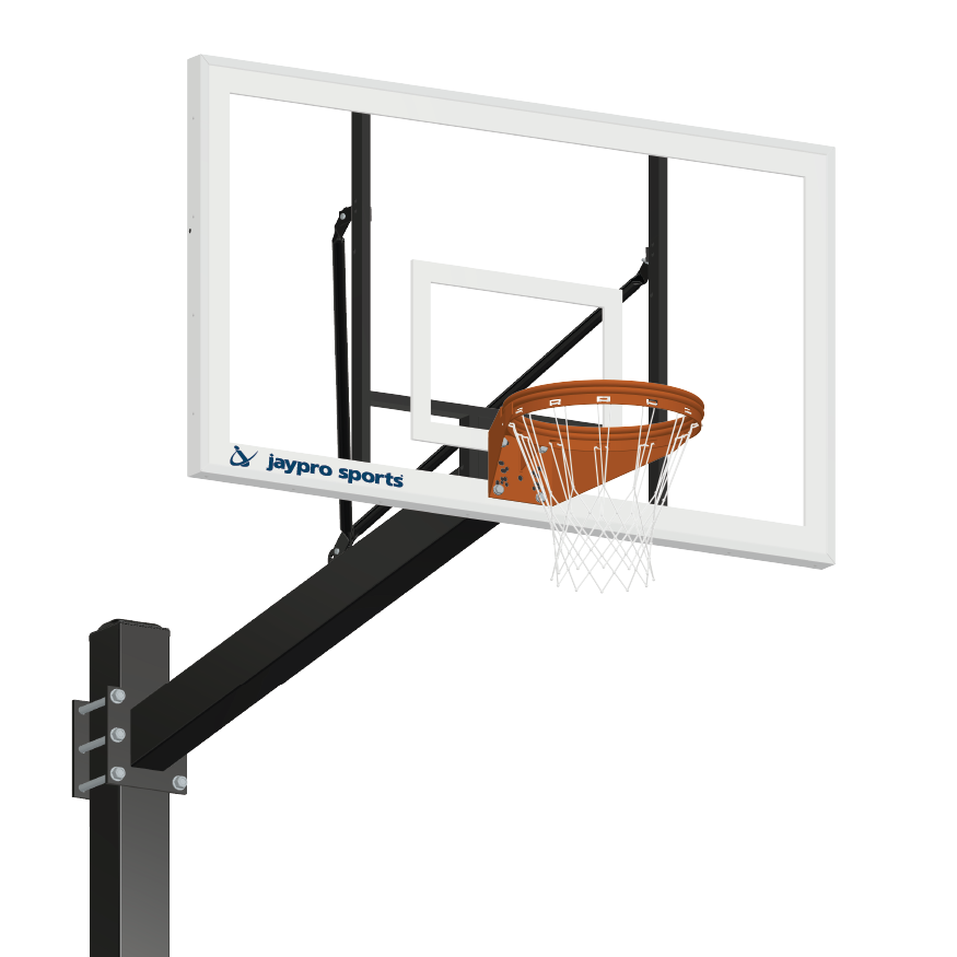 Basketball System - Titan (Powder Coated) Black (6 in. x 6 in. Pole with 6 ft. Offset) - 72 in. Acrylic Backboard - Playground Breakaway Goal