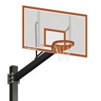 Thumbnail for Basketball System - Titan (Powder Coated) Black (6 in. x 6 in. Pole with 6 ft. Offset) - 72 in. Perforated Steel Backboard - Playground Goal