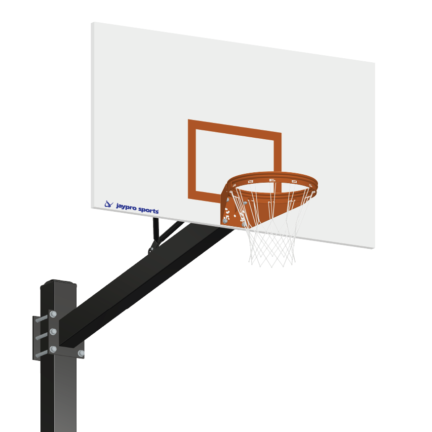 Basketball System - Titan (Powder Coated) Black (6 in. x 6 in. Pole with 6 ft. Offset) - 72 in. Steel Backboard - Playground Goal