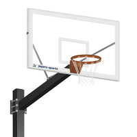 Thumbnail for Basketball System - Titan (Powder Coated) Black (6 in. x 6 in. Pole with 6 ft. Offset) - 72 in. Glass Backboard - Breakaway Playground Goal