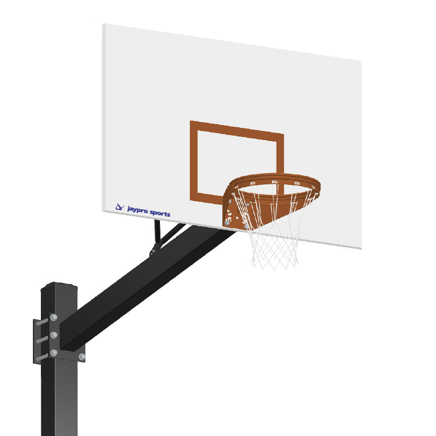 Basketball System - Titan (Powder Coated) Black (6 in. x 6 in. Pole with 6 ft. Offset) - 60 in. Steel Backboard - Playground Goal (Surface Mount)