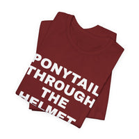 Thumbnail for Ponytail Through The Helmet, Heart On My Sleeve — Softball T-Shirt