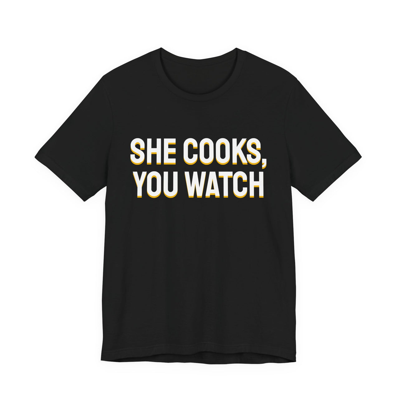 She Cooks, You Watch — Basketball T-Shirt