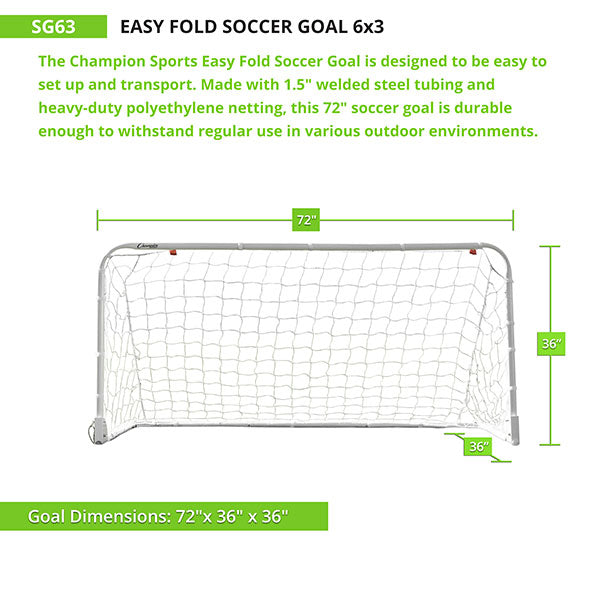 EASY FOLD SOCCER GOAL, 6' x 3'