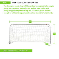 Thumbnail for EASY FOLD SOCCER GOAL, 6' x 3'