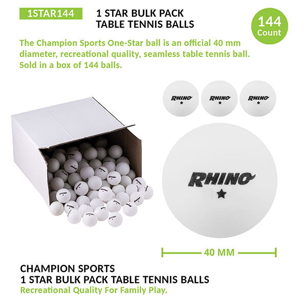 1-Star Table Tennis Balls, 144/ Bulk Pack