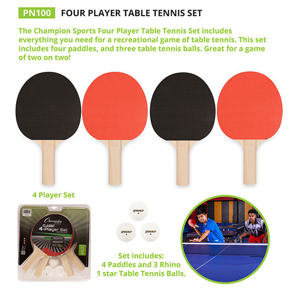 Four Player Table Tennis Set