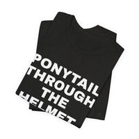 Thumbnail for Ponytail Through The Helmet, Heart On My Sleeve — Softball T-Shirt