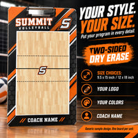 Thumbnail for Custom volleyball clipboard coaching board: Your style. your size.. Two-sided dry erase. Generic sample design. One board per unit.