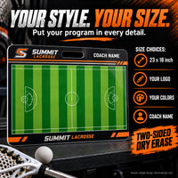 Thumbnail for Custom lacrosse carry coaching board: Your style. your size.. Two-sided dry erase. Generic sample design. One board per unit.