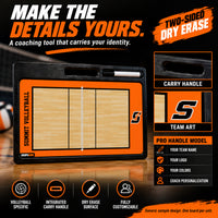 Thumbnail for Custom volleyball pro coaching board: MAKE THE DETAILS YOURS.; A coaching tool that carries your identity.; PRO HANDLE MODEL; YOUR TEAM NAME; YOUR LOGO; YOUR COLORS; COACH PERSONALIZATION; TWO-SIDED DRY ERASE. ; Generic sample design. One board per unit.